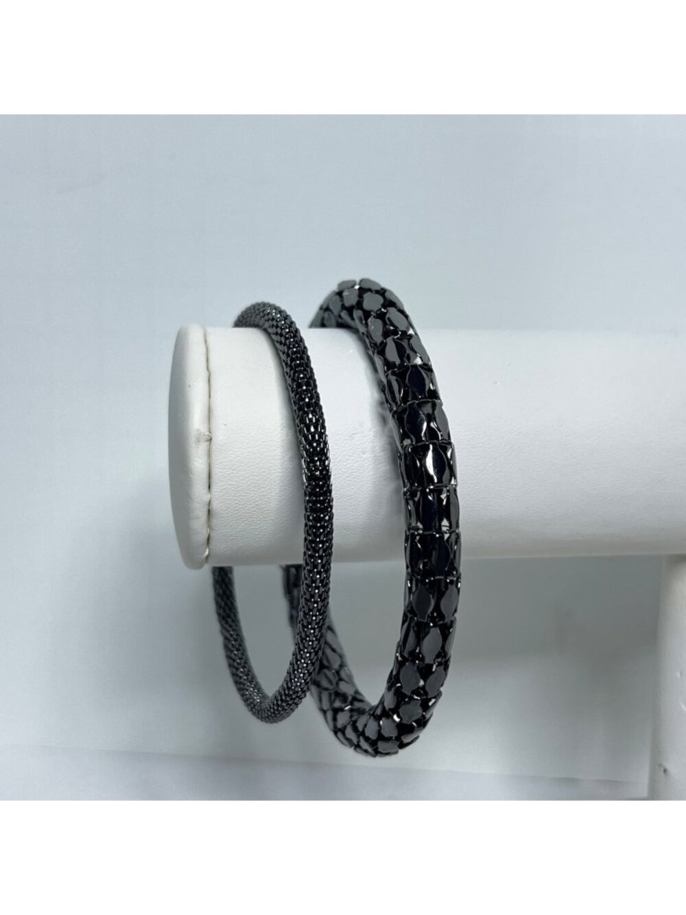 Pair Of Gun Metal Gray Mesh Bangle Bracelets (6538)